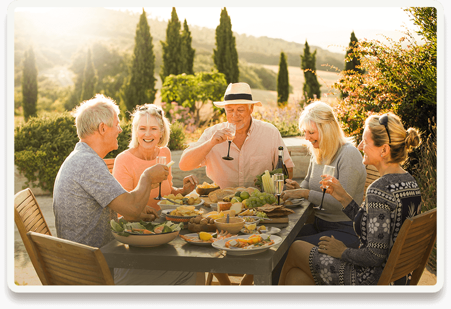 small group outdoor dining